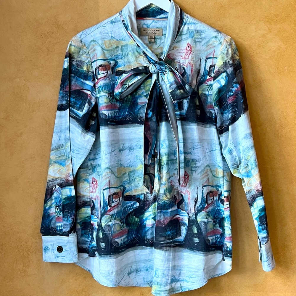 Burberry Lobelia Multicolored Bow Blouse Top Shirt - Picture 6 of 12